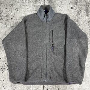 Vintage Patagonia Jacket Mens Medium Gray Fleece Full Zip USA Windbreaker 90s